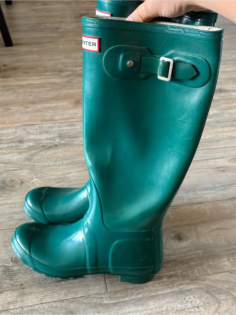 Women’s Hunter Original Tall Gloss Boots In Laguna Green Size 7